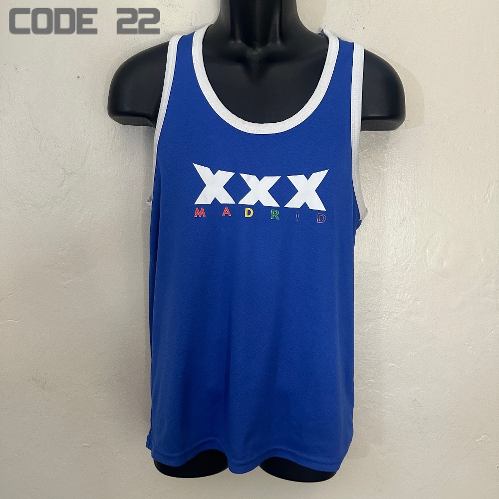 Code 22 Madrid Pride Tank Top Medium Gently worn 100% polyester 18" armpits